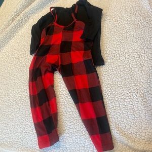 Christmas themed plaid jumpsuit